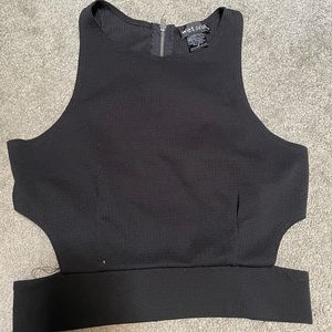 Black zip up crop top